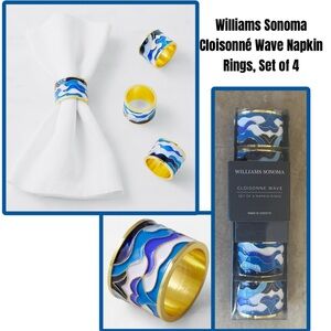 Williams Sonoma Cloisonné Wave Napkin Rings, Set of 4